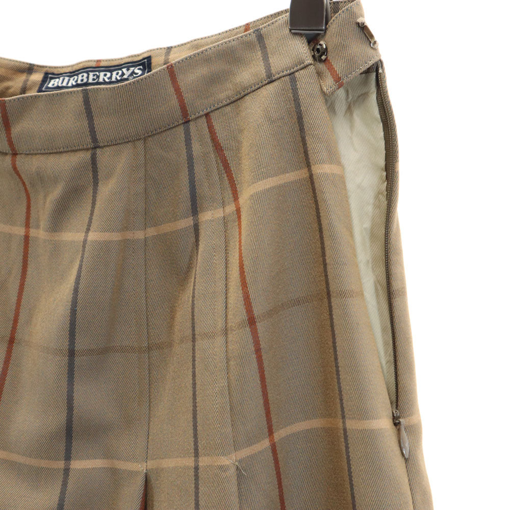 Burberrys バーバリーズ 90s オールド チェック柄 ミモレ丈 プリーツスカート 7 ベージュブラウン レディース