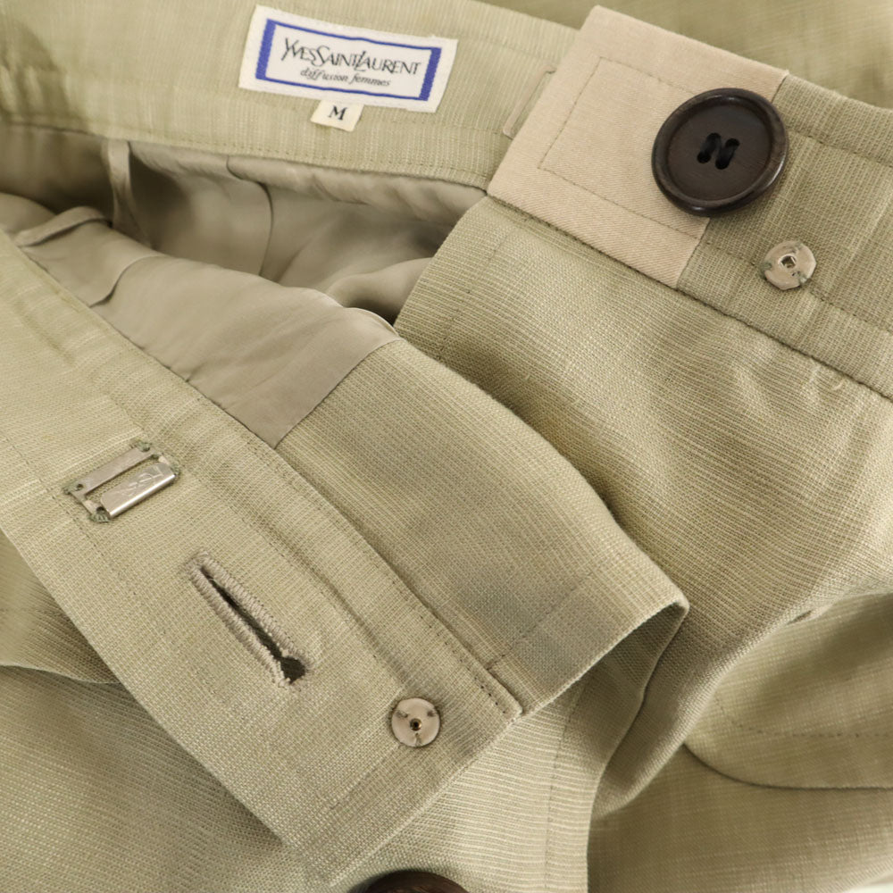 YVES SAINT LAURENT イヴサンローラン 90s オールド ミディ丈 タイトスカート M グレージュ レディース