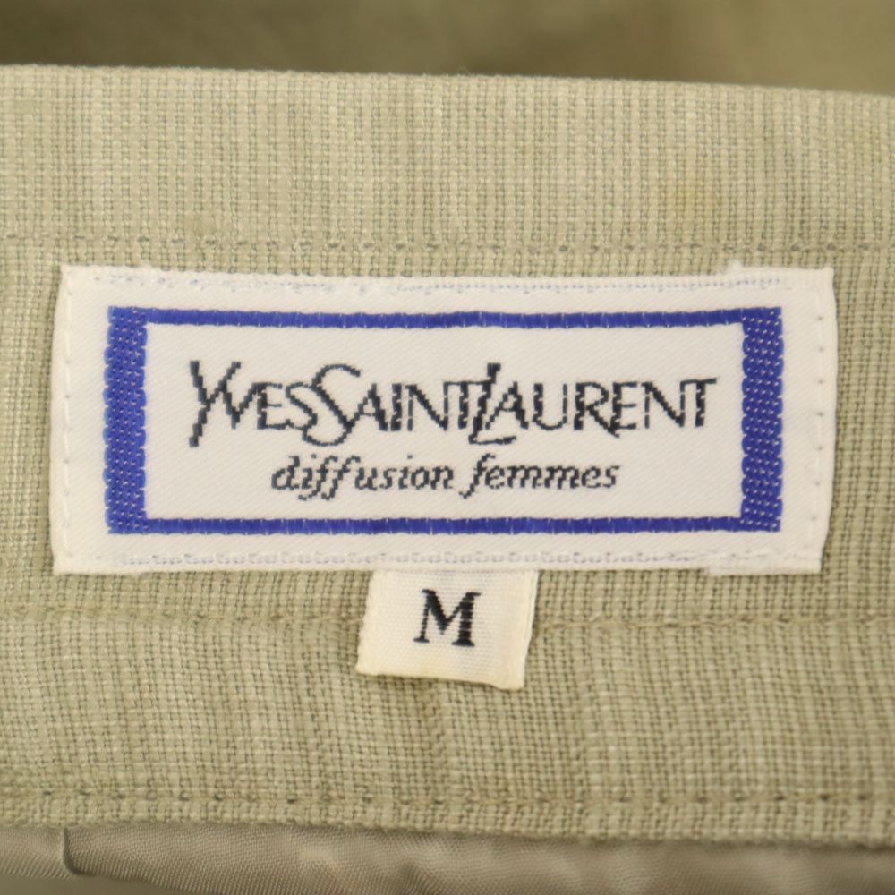 YVES SAINT LAURENT イヴサンローラン 90s オールド ミディ丈 タイトスカート M グレージュ レディース