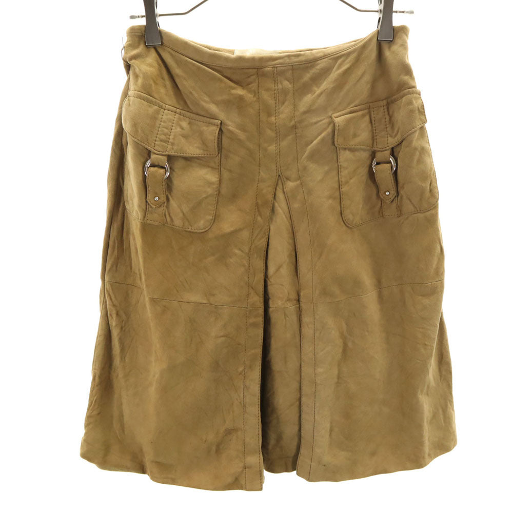 S Max Mara エスマックスマーラ ミディ丈 スエードレザー スカート 36 ベージュブラウン レディース