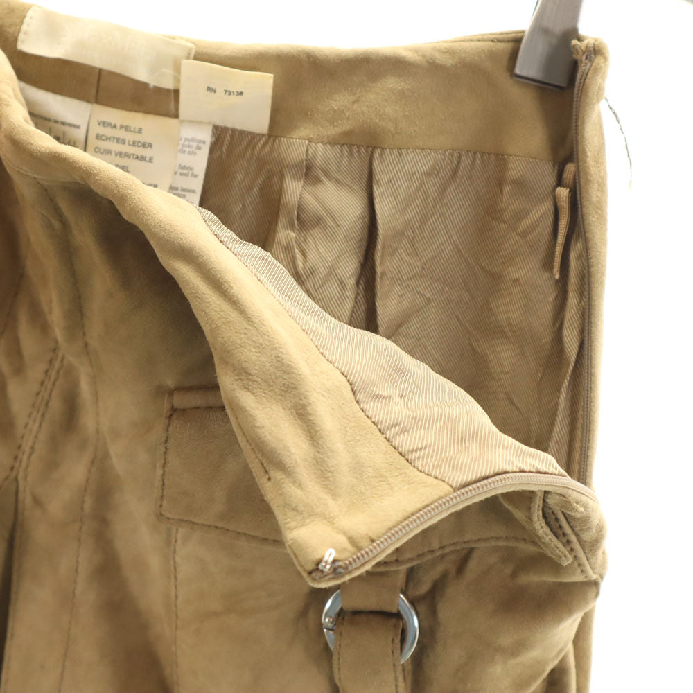 S Max Mara エスマックスマーラ ミディ丈 スエードレザー スカート 36 ベージュブラウン レディース