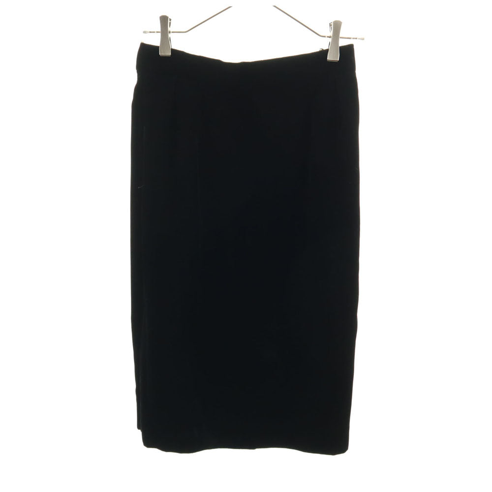 Christian Dior クリスチャンディオール 90s オールド ミモレ丈 ベロア タイトスカート LL ブラック レディース