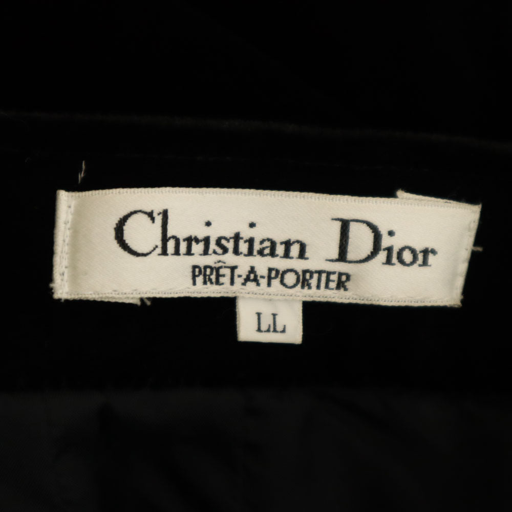 Christian Dior クリスチャンディオール 90s オールド ミモレ丈 ベロア タイトスカート LL ブラック レディース