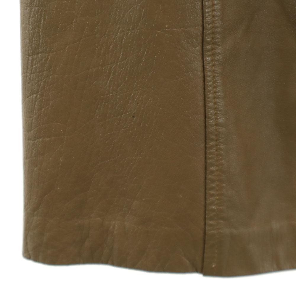 日本製 ミディ丈 牛革 レザー タイトスカート 7 ブラウン レディース