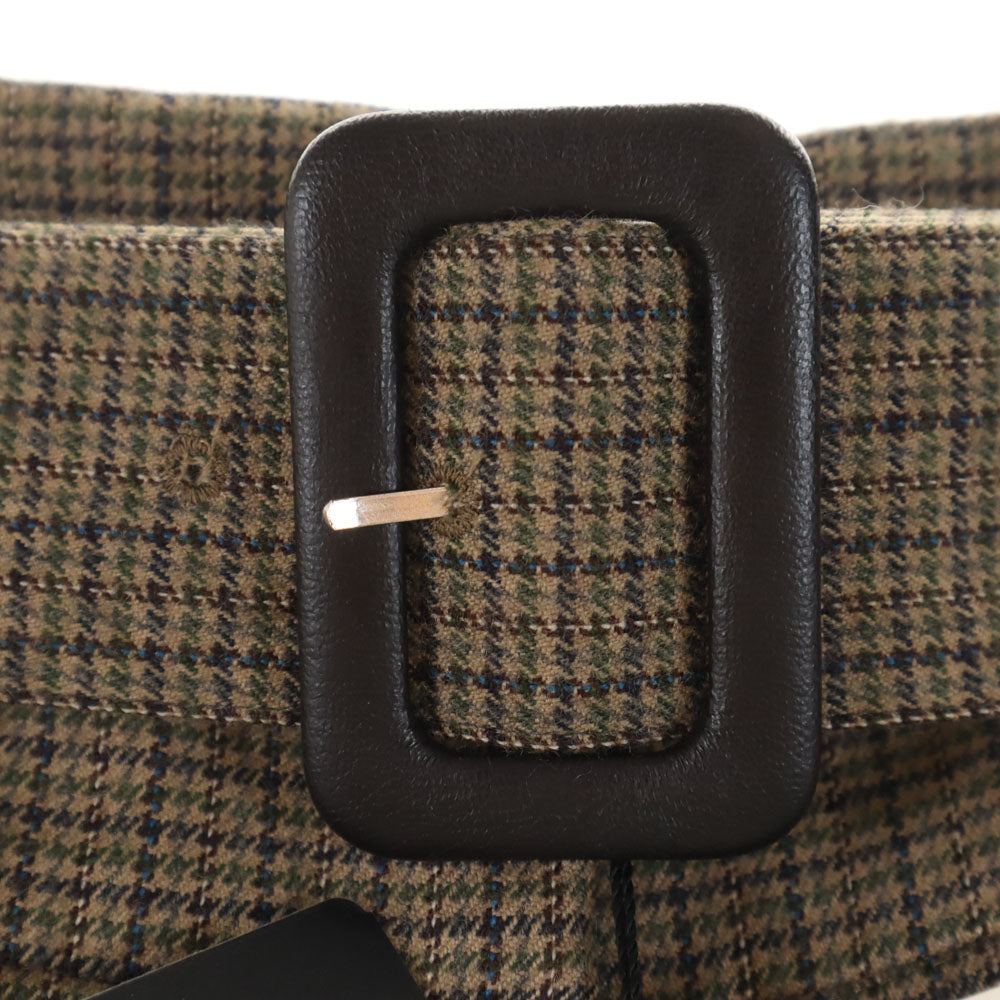 未使用 プランピーナッツ チェック柄 プリーツ キュロットスカート 38 ブラウン 他 レディース