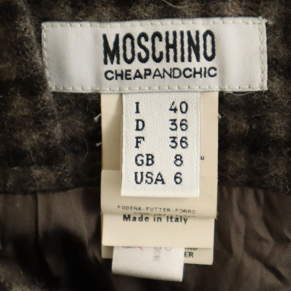 MOSCHINO モスキーノ イタリア製 ウール チェック柄 ミディ丈 タイトスカート 40 グレー 他 レディース