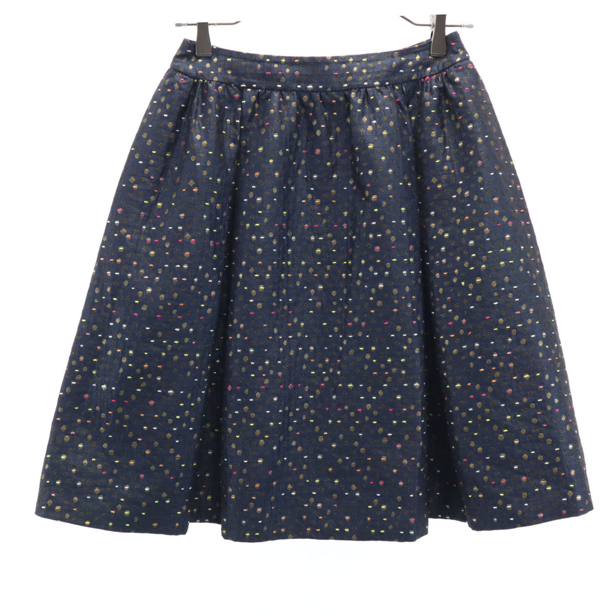 Rene ルネ 日本製 ドット柄 ミニ丈 スカート 34 ネイビー TISSUE レディース
