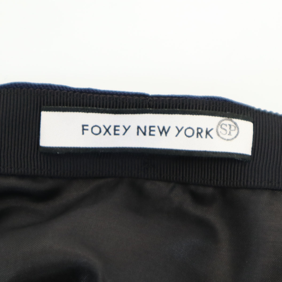 FOXEY NEW YORK フォクシーニューヨーク 日本製 ボーダー柄 ミディ丈 フレアスカート 40 ネイビー レディース
