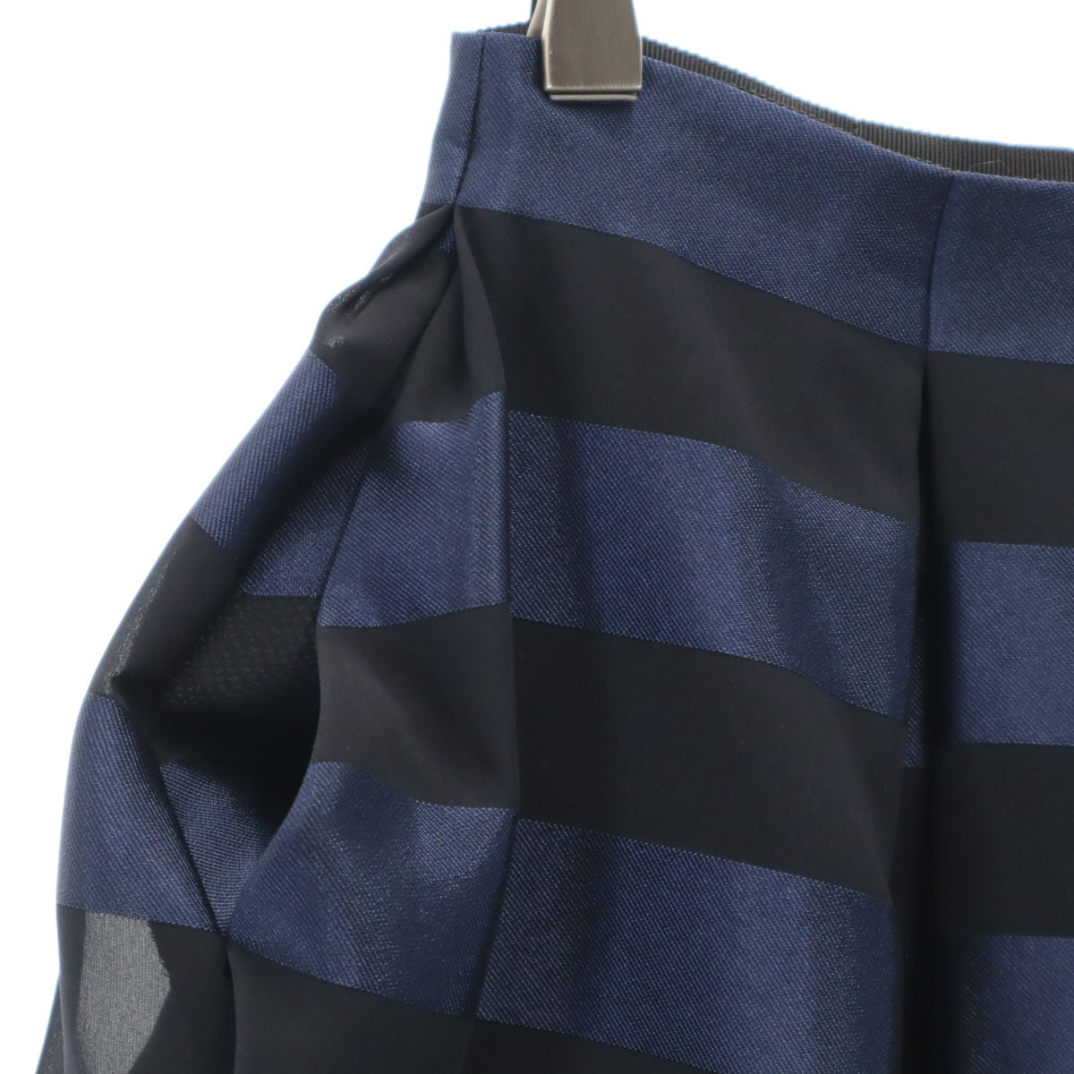 FOXEY NEW YORK フォクシーニューヨーク 日本製 ボーダー柄 ミディ丈 フレアスカート 40 ネイビー レディース