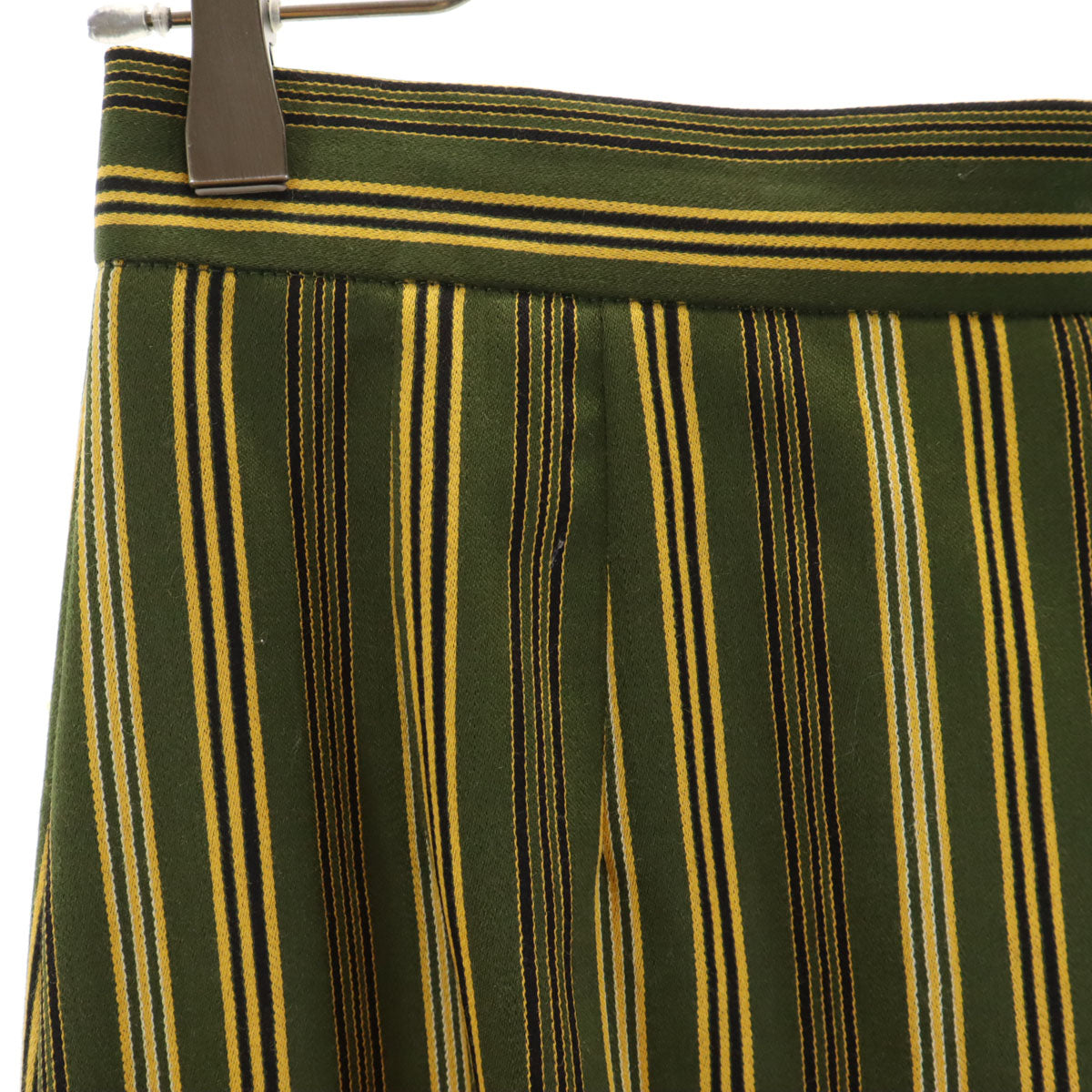 KENZO ケンゾー 90s ウール100％ フランス製 オールド ストライプ柄 ミモレ丈 タイトスカート 38 グリーン系 レディース
