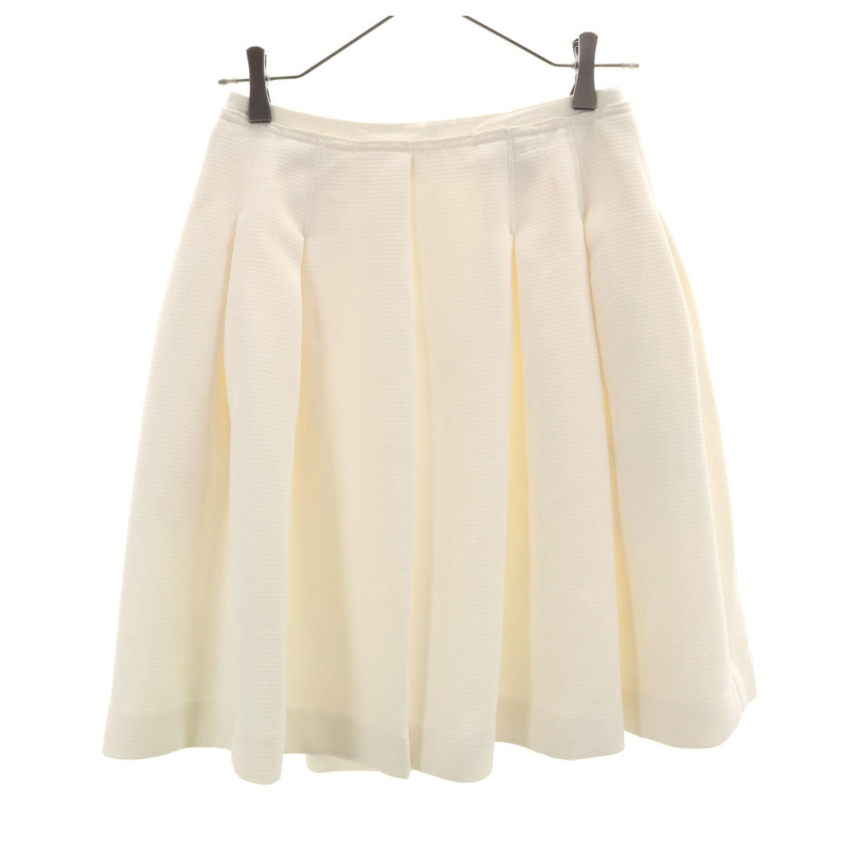 Rene ルネ 日本製 ミニ丈 ボックス プリーツスカート 34 アイボリー レディース