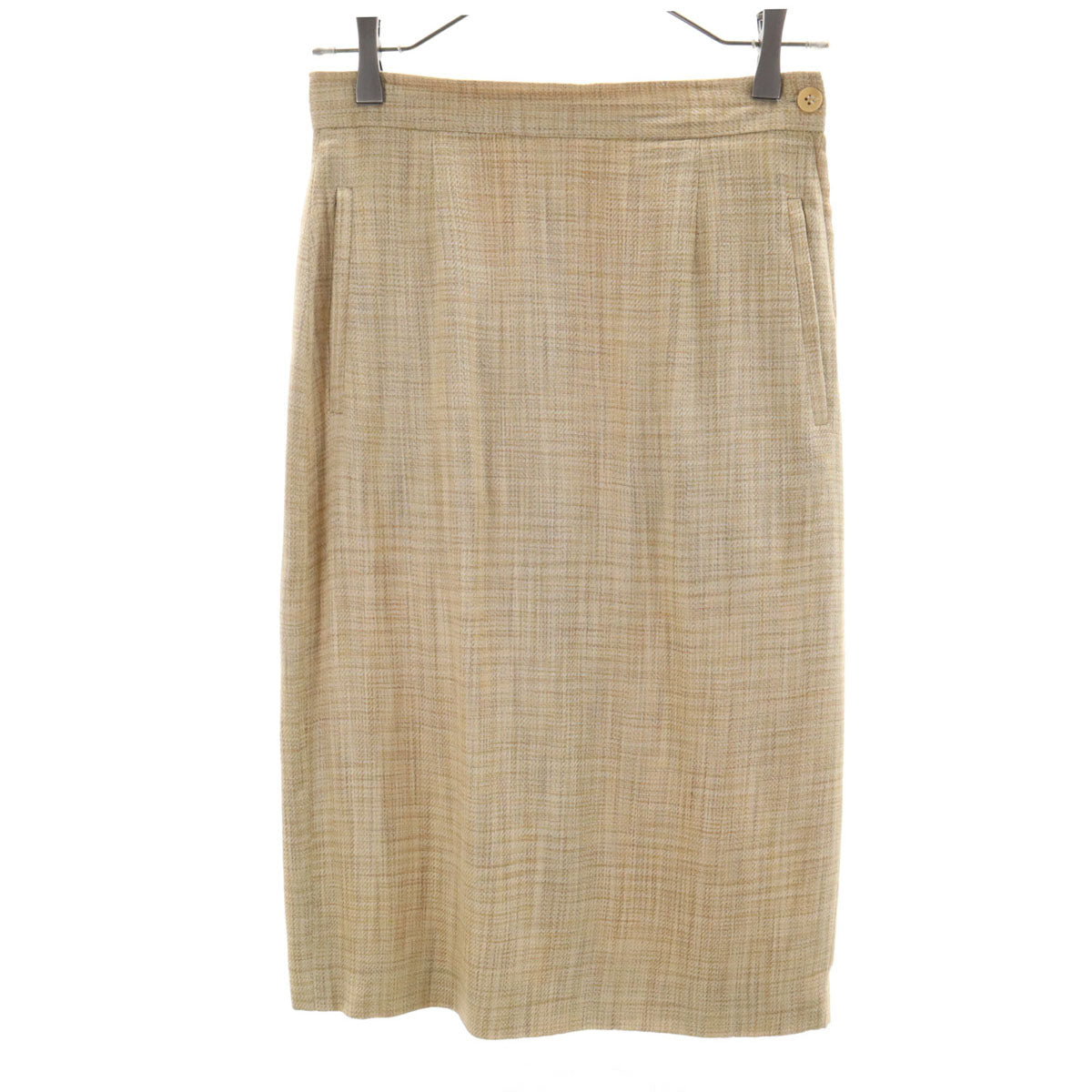 GIORGIO ARMANI ジョルジオアルマーニ 90s イタリア製 オールド チェック柄 ミモレ丈 タイトスカート 40 ベージュ レディース