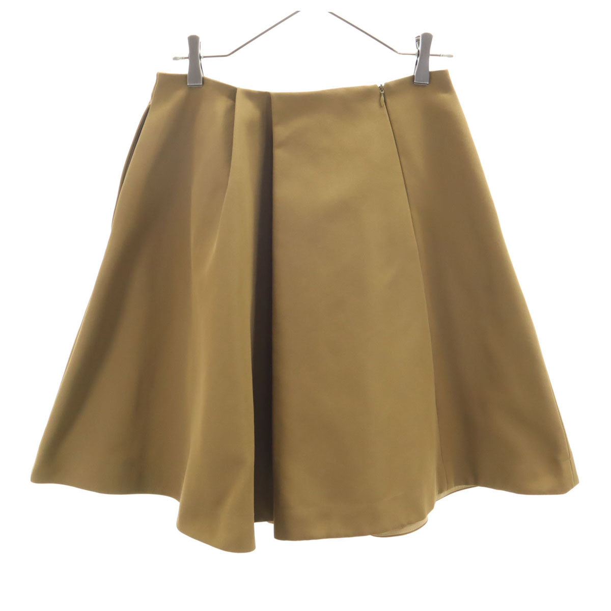 JIL SANDER NAVY ジルサンダーネイビー イタリア製 ミディ丈 プリーツスカート 34 カーキブラウン フレア レディース