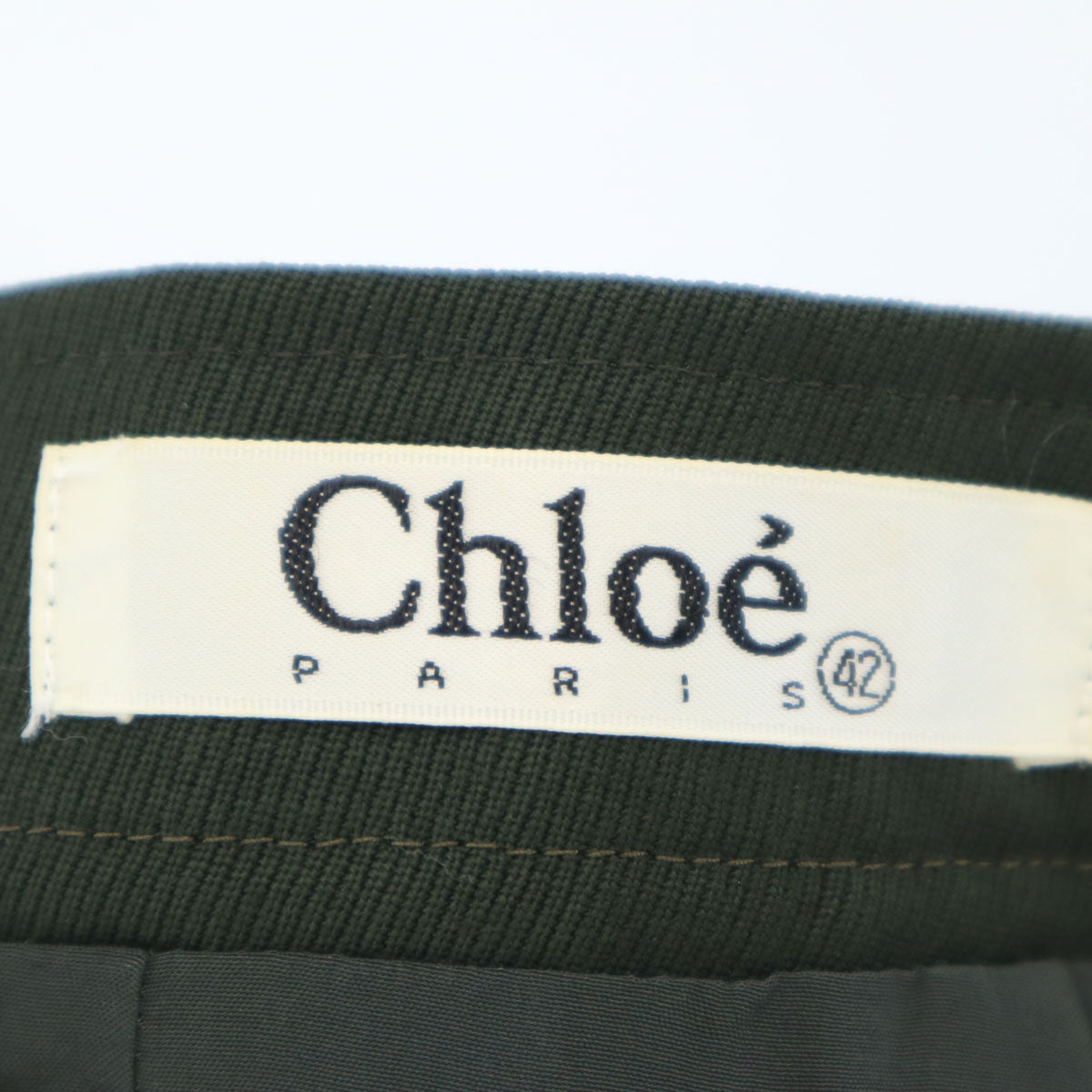 Chloe クロエ ミモレ丈 タイトスカート 42 カーキ レディース