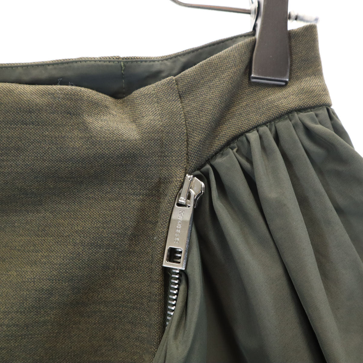 SPORTMAX スポーツマックス イタリア製 ギャザー切替 膝丈スカート M カーキ マックスマーラ レディース