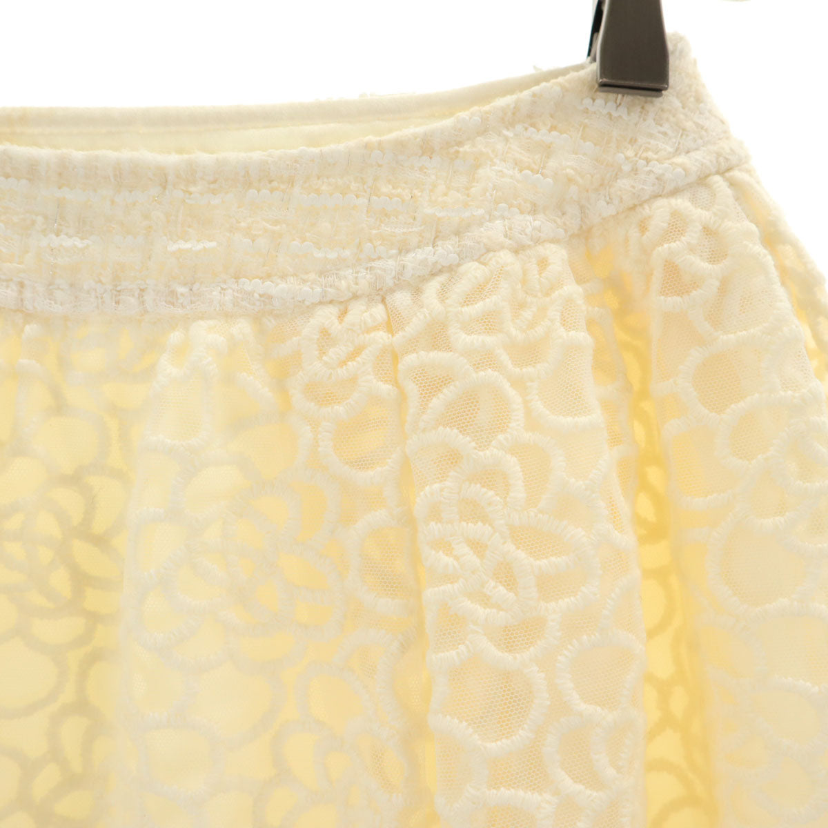 Rene ルネ 日本製 ウールブレンド ミディ丈 フレアスカート 34 ホワイト系 レディース