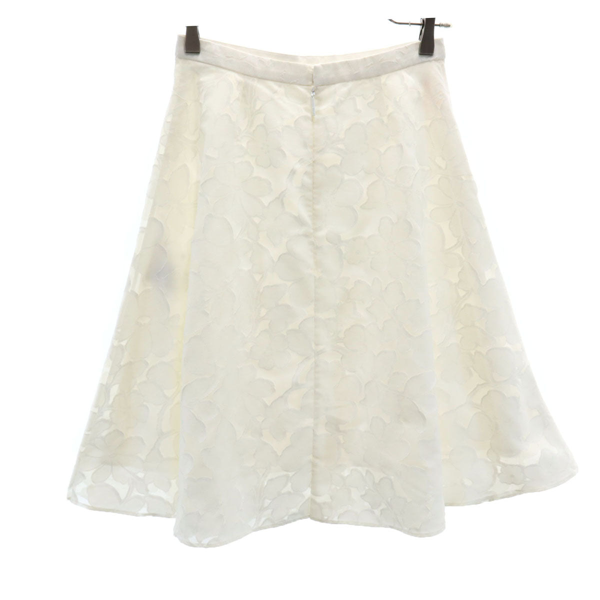 Rene ルネ 日本製 花柄 ミディ丈 フレアスカート 36 ホワイト レディース