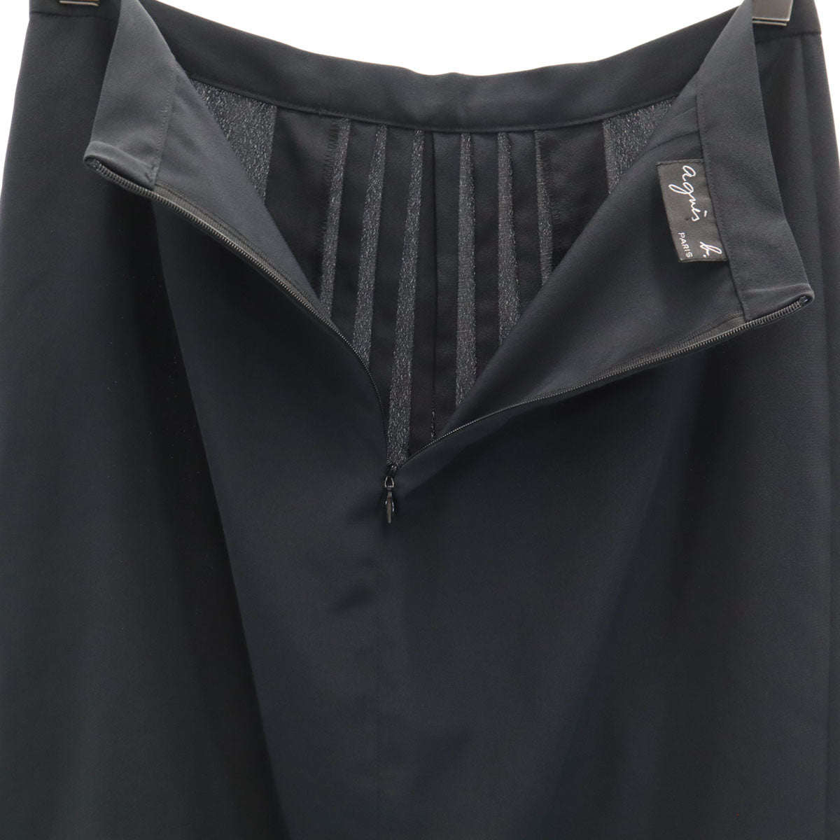 agnes b. アニエスベー 日本製 ミディ丈 プリーツ タイトスカート 38 ブラック レディース