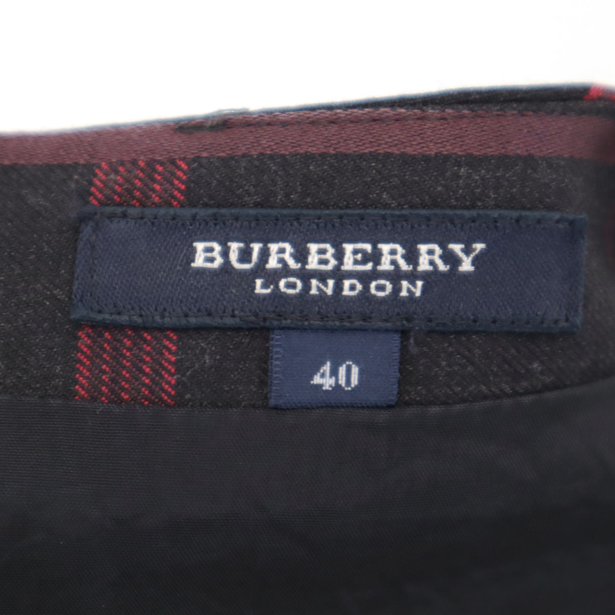 BURBERRY LONDON バーバリーロンドン 日本製 ウールブレンド ミモレ丈 フレアスカート 40 ブラック系 レディース