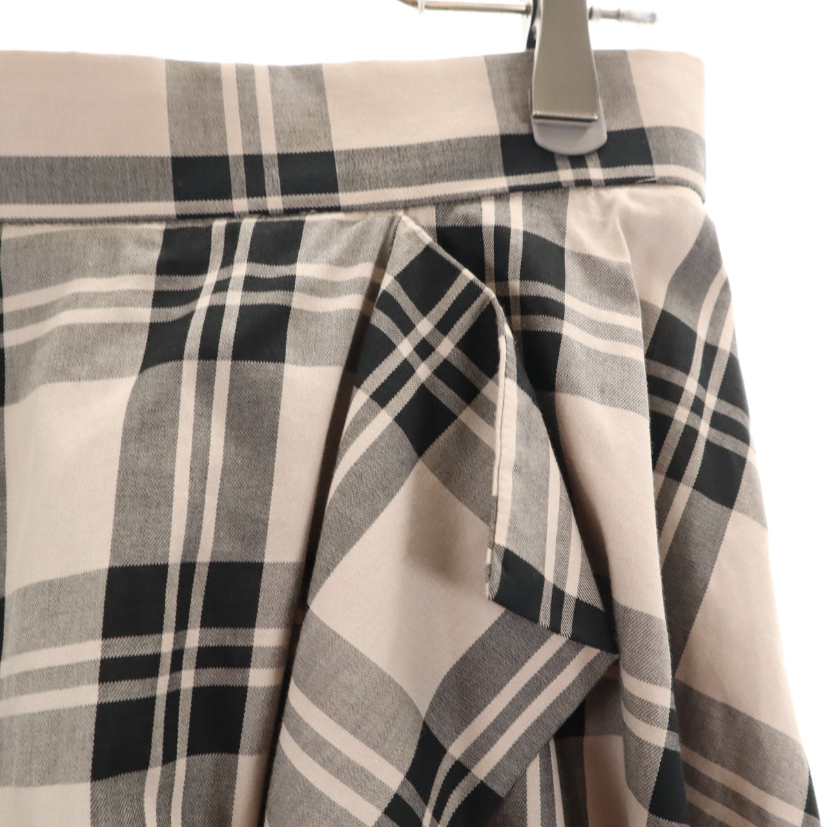 未使用 Vivienne Westwood RED LABEL ヴィヴィアンウエストウッドレッドレーベル 日本製 チェック ミモレ丈 アシンメトリー ラップスカート 2 ベージュ×ブラック レディース