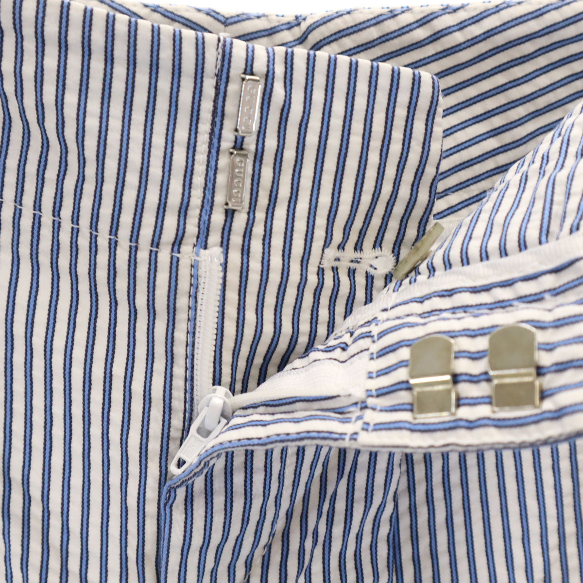 GUCCI グッチ イタリア製 ストライプ柄 シアサッカー ショートパンツ 36 ホワイト レディース