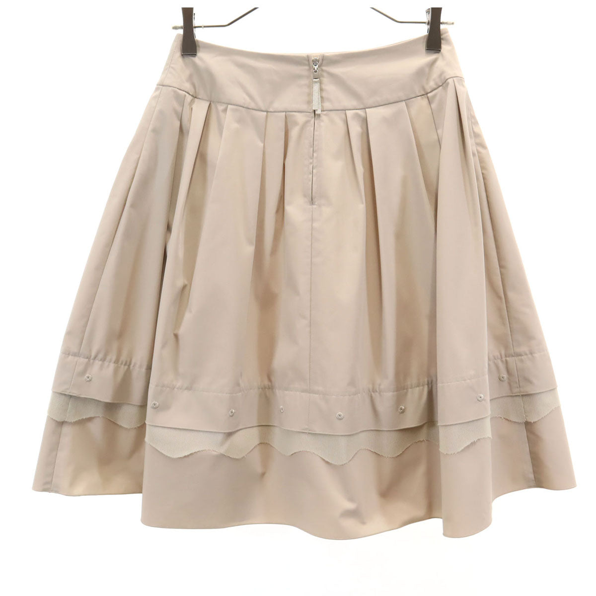 FOXEY NEW YORK フォクシーニューヨーク 日本製 ミディ丈 フレアスカート 42 グレージュ レディース