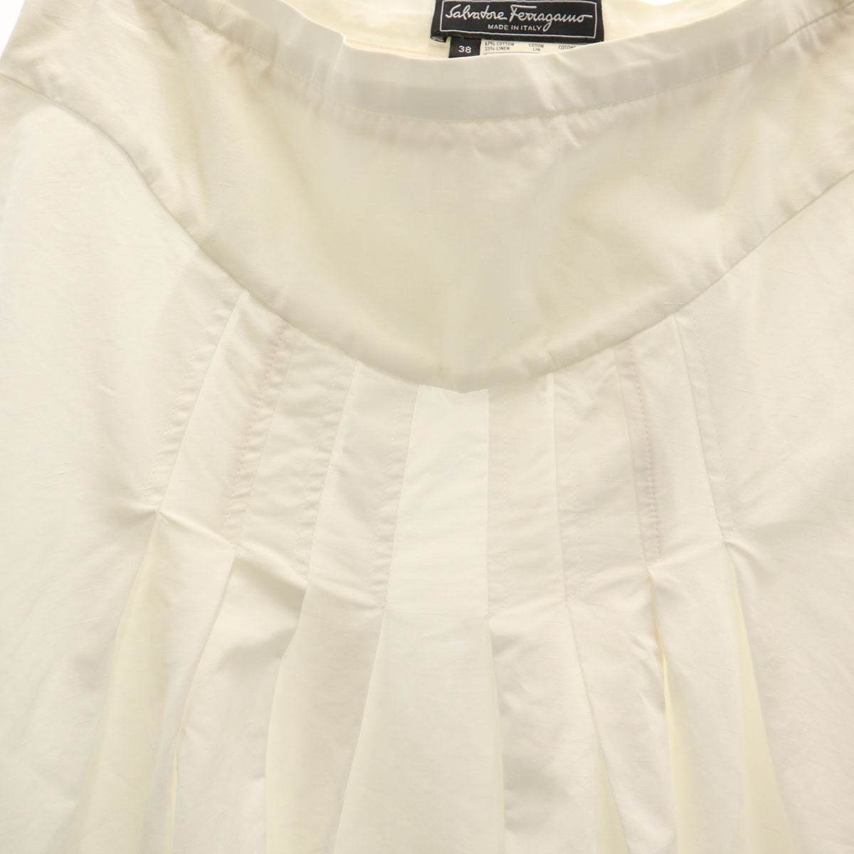 Salvatore Ferragamo サルヴァトーレフェラガモ イタリア製 ミディスカート 38 ホワイト レディース