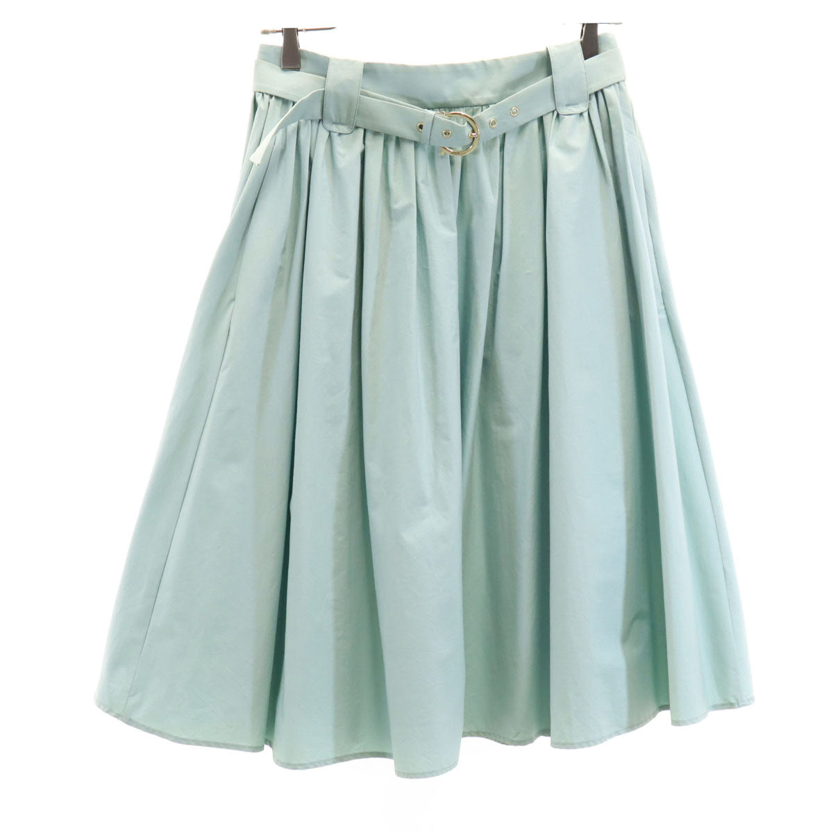 Salvatore Ferragamo サルヴァトーレフェラガモ イタリア製 ミモレ丈 ギャザースカート 40 ダスティライトブルー レディース