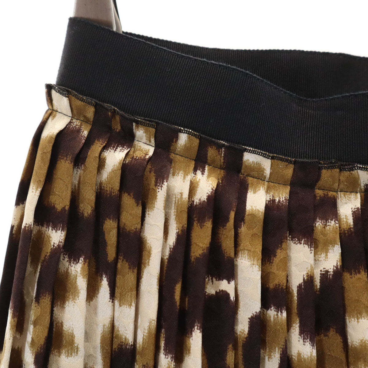 LOUIS VUITTON ルイヴィトン フランス製 シルク レオパード柄 ミニ丈 プリーツスカート 36 ブラウン ヒョウ柄 レディース