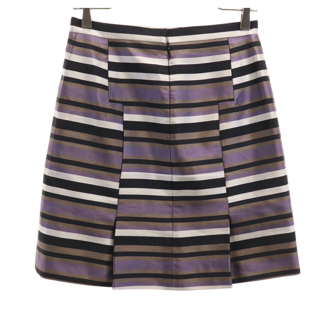 LOUIS VUITTON ルイヴィトン フランス製 シルクブレンド ボーダー柄 ミディ丈 タイトスカート 36 パープル レディース