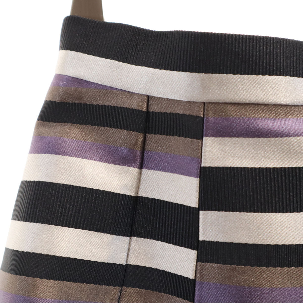 LOUIS VUITTON ルイヴィトン フランス製 シルクブレンド ボーダー柄 ミディ丈 タイトスカート 36 パープル レディース