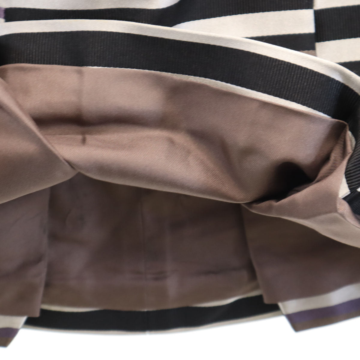 LOUIS VUITTON ルイヴィトン フランス製 シルクブレンド ボーダー柄 ミディ丈 タイトスカート 36 パープル レディース