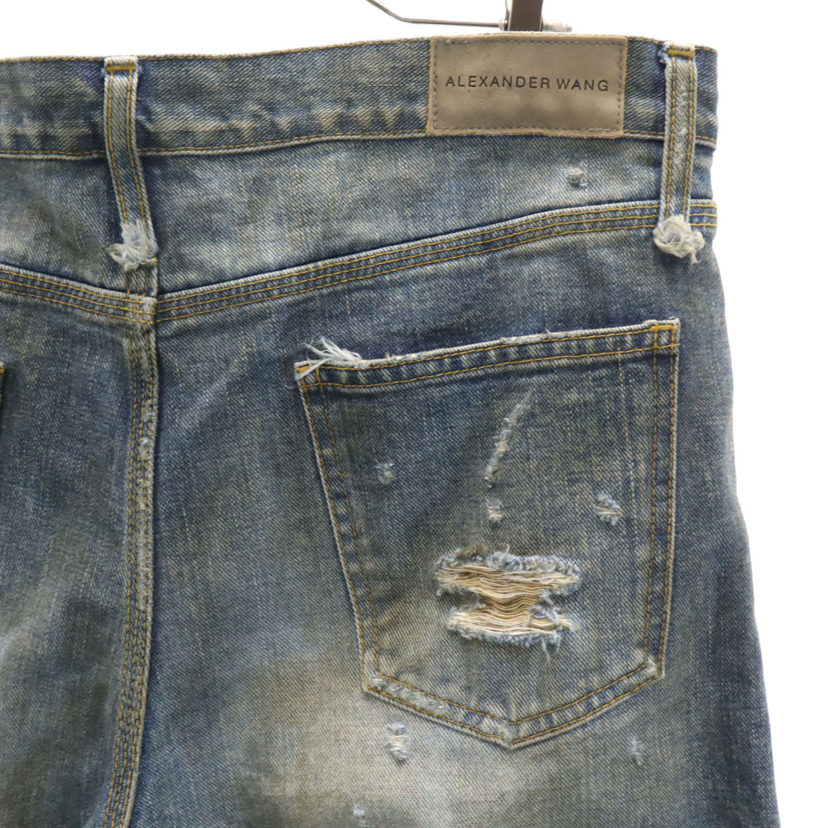 Alexander Wang アレキサンダーワン 日本製 ヴィンテージ加工 デニムショートパンツ W27 ウォッシュブルー レディース
