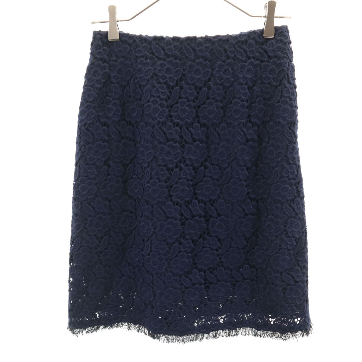 Rene ルネ ウールブレンド ミディ丈 スカート 36 ネイビー レディース