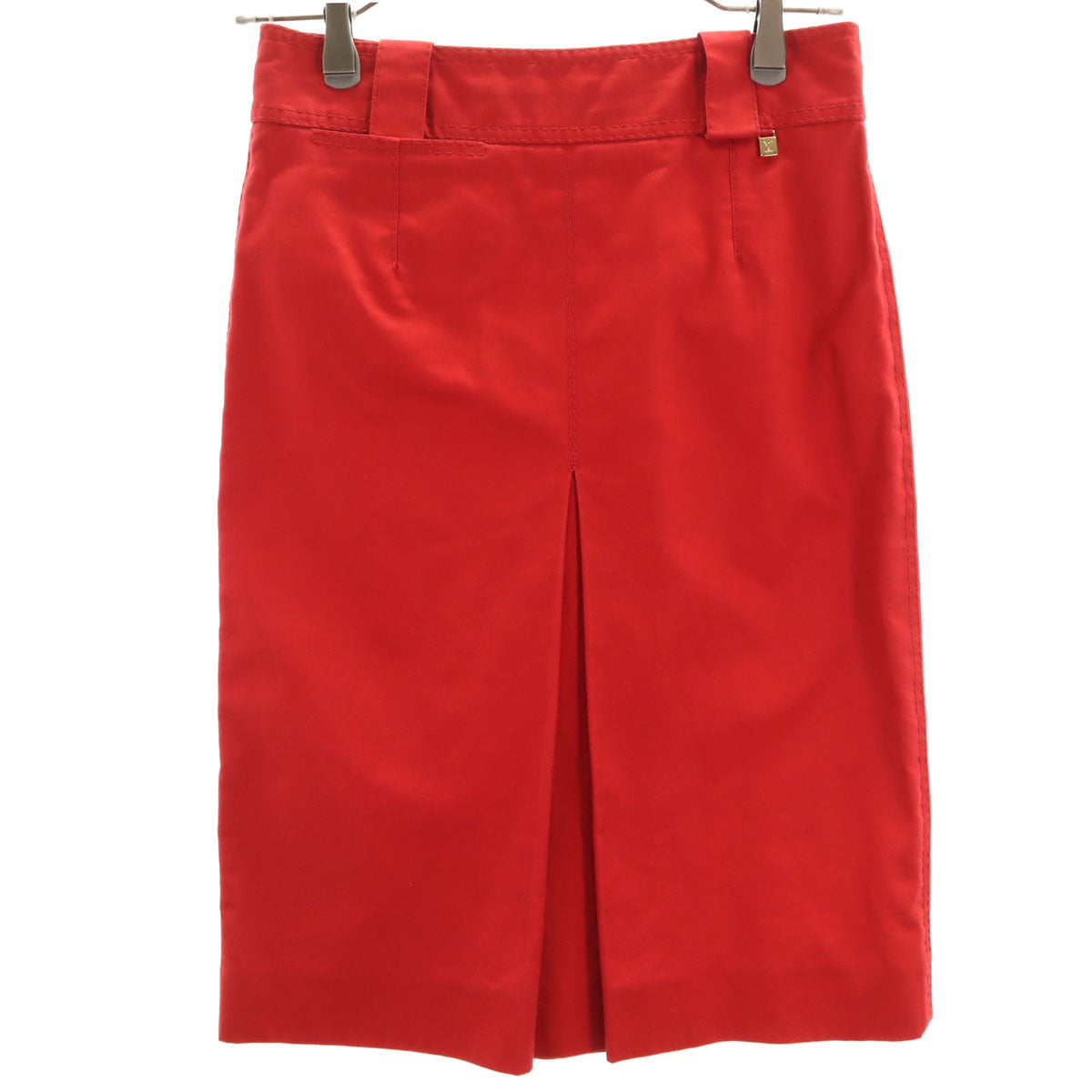 LOUIS VUITTON ルイヴィトン フランス製 ミモレ丈 タイトスカート 34 レッド レディース