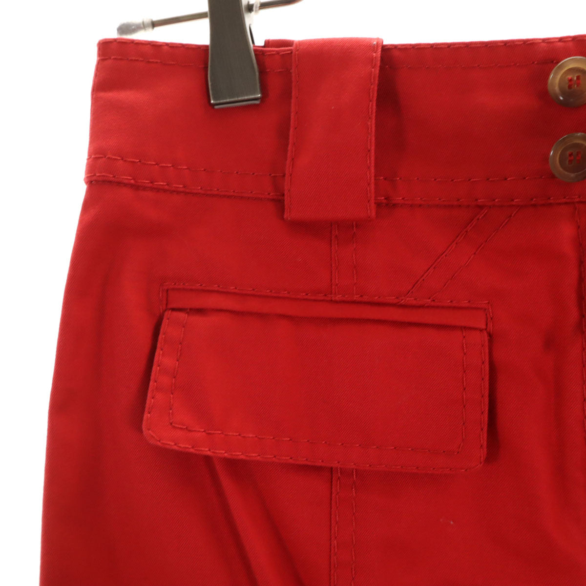 LOUIS VUITTON ルイヴィトン フランス製 ミモレ丈 タイトスカート 34 レッド レディース