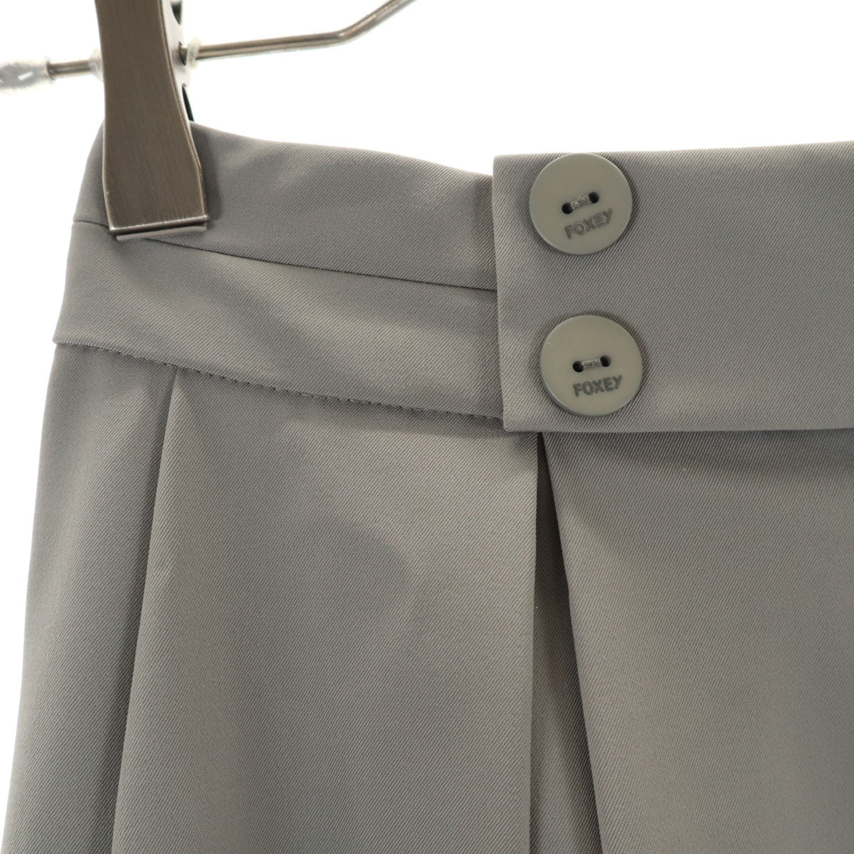 FOXEY NEW YORK フォクシーニューヨーク 日本製 ミディ丈 ボックス プリーツスカート 38 グレー レディース