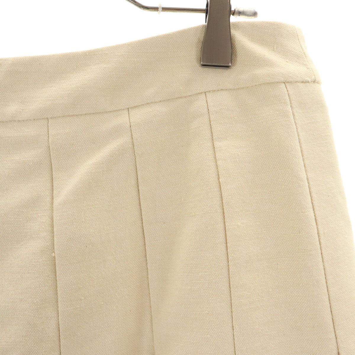 JIL SANDER NAVY ジルサンダーネイビー イタリア製 リネンブレンド ミディ丈 プリーツスカート 40 ベージュ レディース