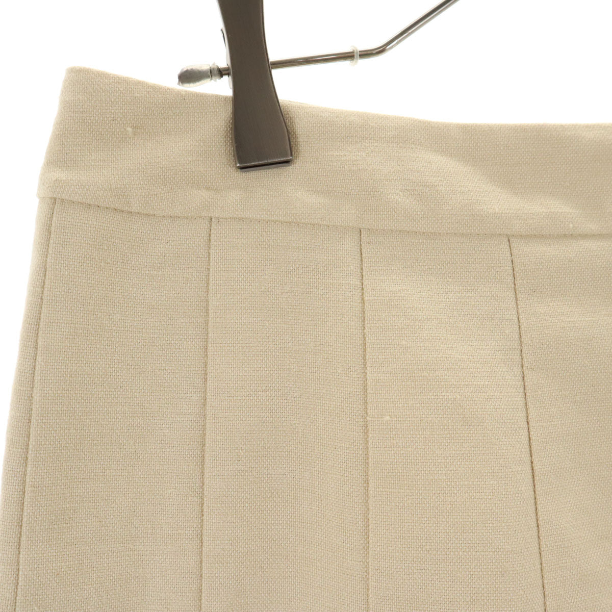 JIL SANDER NAVY ジルサンダーネイビー イタリア製 リネンブレンド ミディ丈 プリーツスカート 40 ベージュ レディース