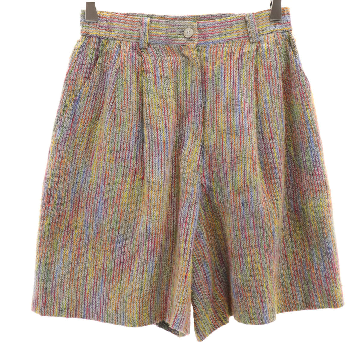 KENZO GOLF ケンゾーゴルフ 90s 日本製 ウールブレンド オールド ストライプ柄 ゴルフ ニット ショートパンツ 1 グレー系 レディース