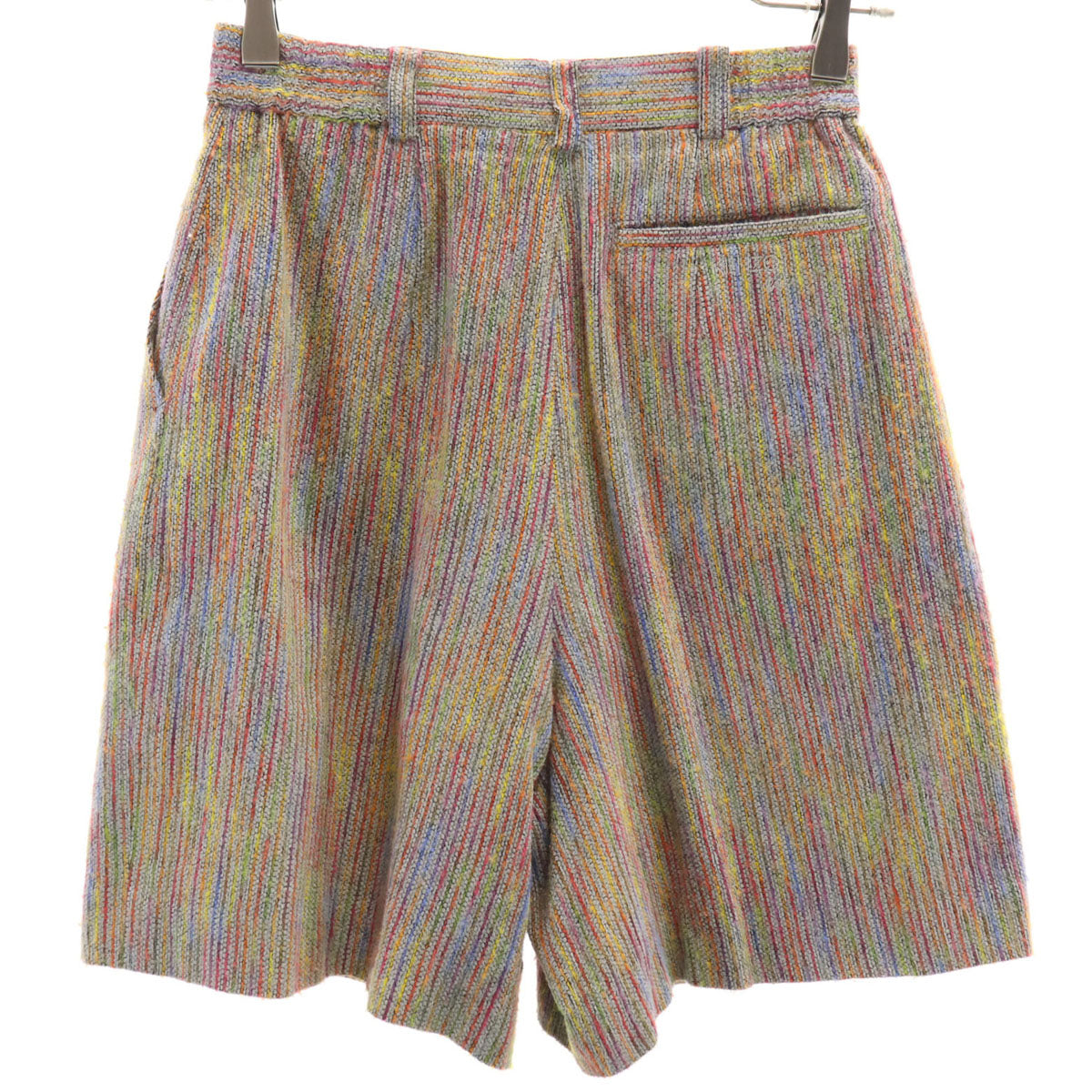 KENZO GOLF ケンゾーゴルフ 90s 日本製 ウールブレンド オールド ストライプ柄 ゴルフ ニット ショートパンツ 1 グレー系 レディース