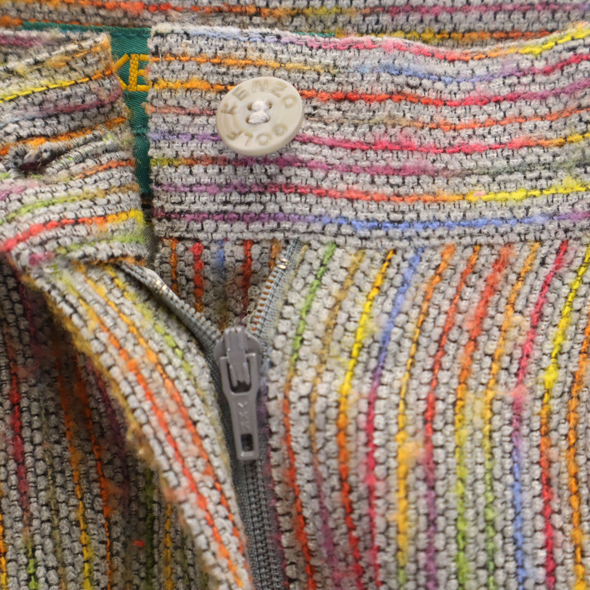 KENZO GOLF ケンゾーゴルフ 90s 日本製 ウールブレンド オールド ストライプ柄 ゴルフ ニット ショートパンツ 1 グレー系 レディース