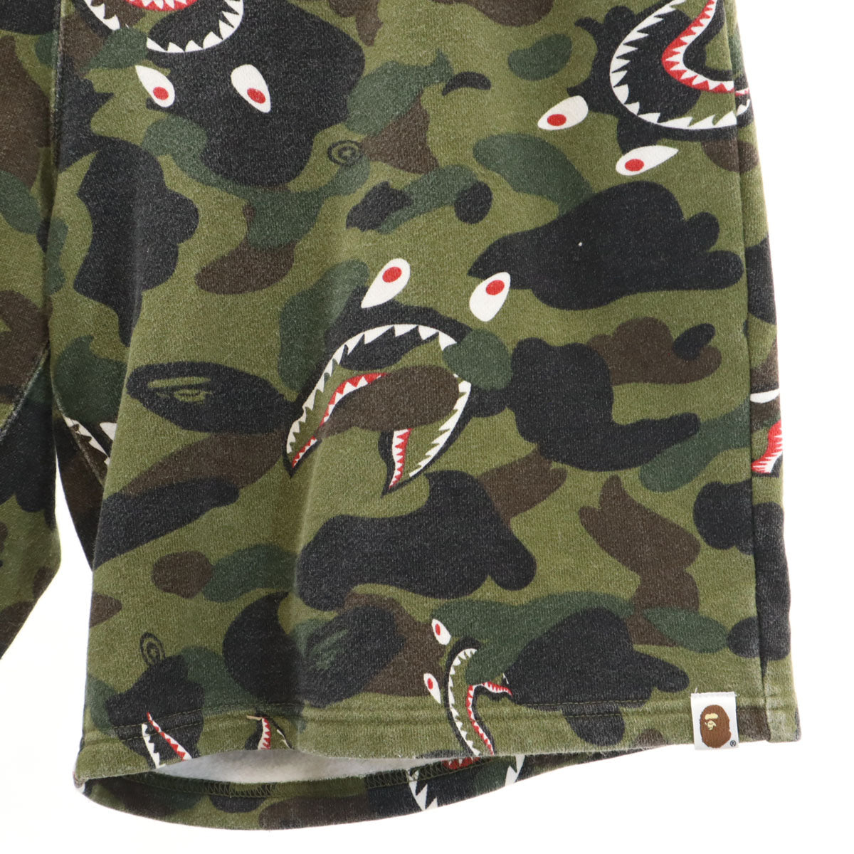 A BATHING APE アベイシングエイプ 日本製 迷彩柄 スウェットショートパンツ XL カーキ 裏起毛 メンズ