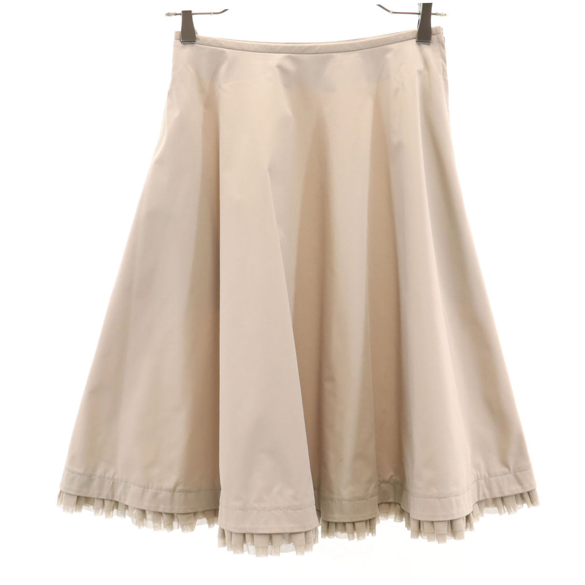 FOXEY NEW YORK フォクシーニューヨーク 日本製 ミモレ丈 フレアスカート 38 グレージュ レディース