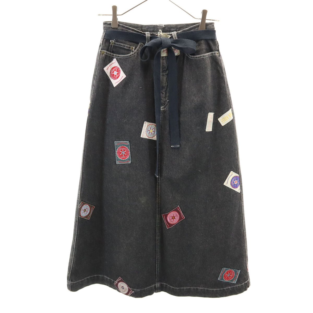 PINK HOUSE ピンクハウス ロング丈 デニムスカート ブラック レディース