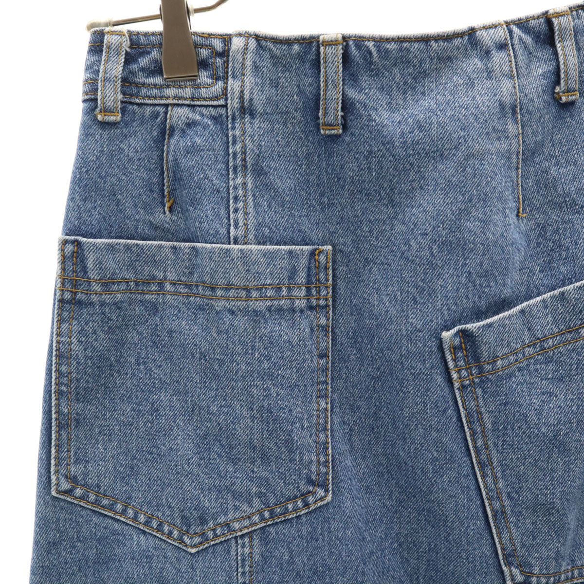 AULA アウラ ロング丈 アシメ デニムスカート 1 ウォッシュブルー レディース