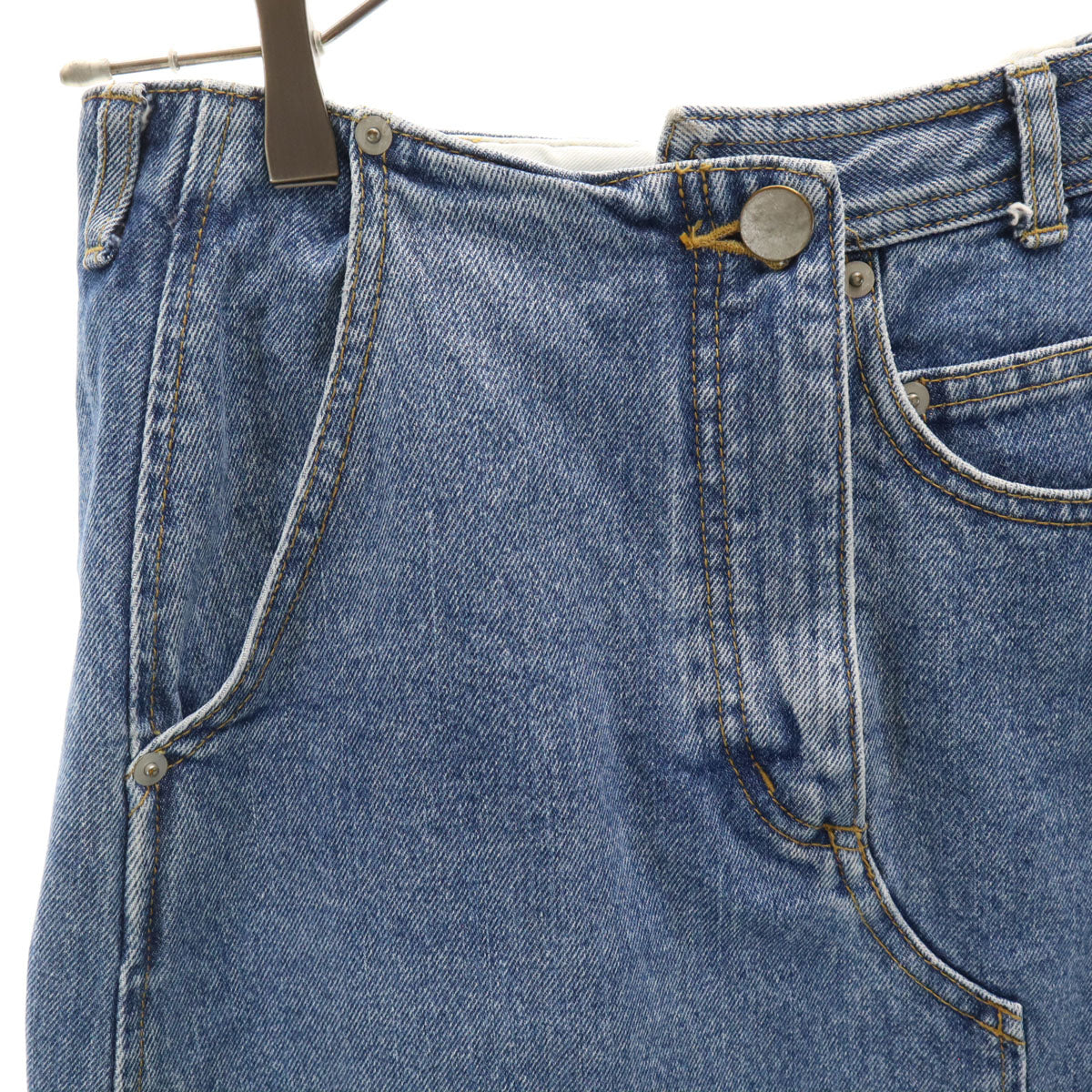 AULA アウラ ロング丈 アシメ デニムスカート 1 ウォッシュブルー レディース