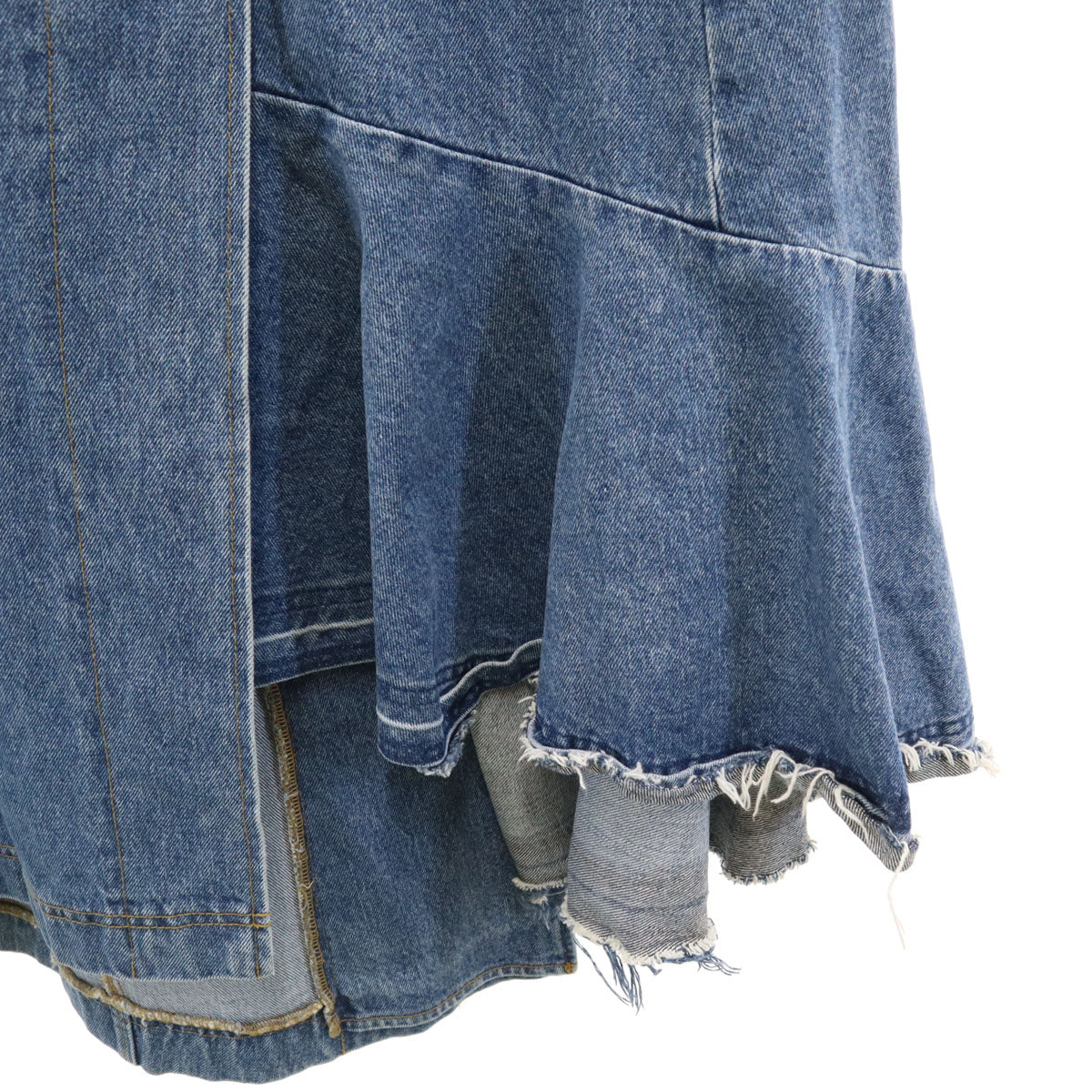 AULA アウラ ロング丈 アシメ デニムスカート 1 ウォッシュブルー レディース