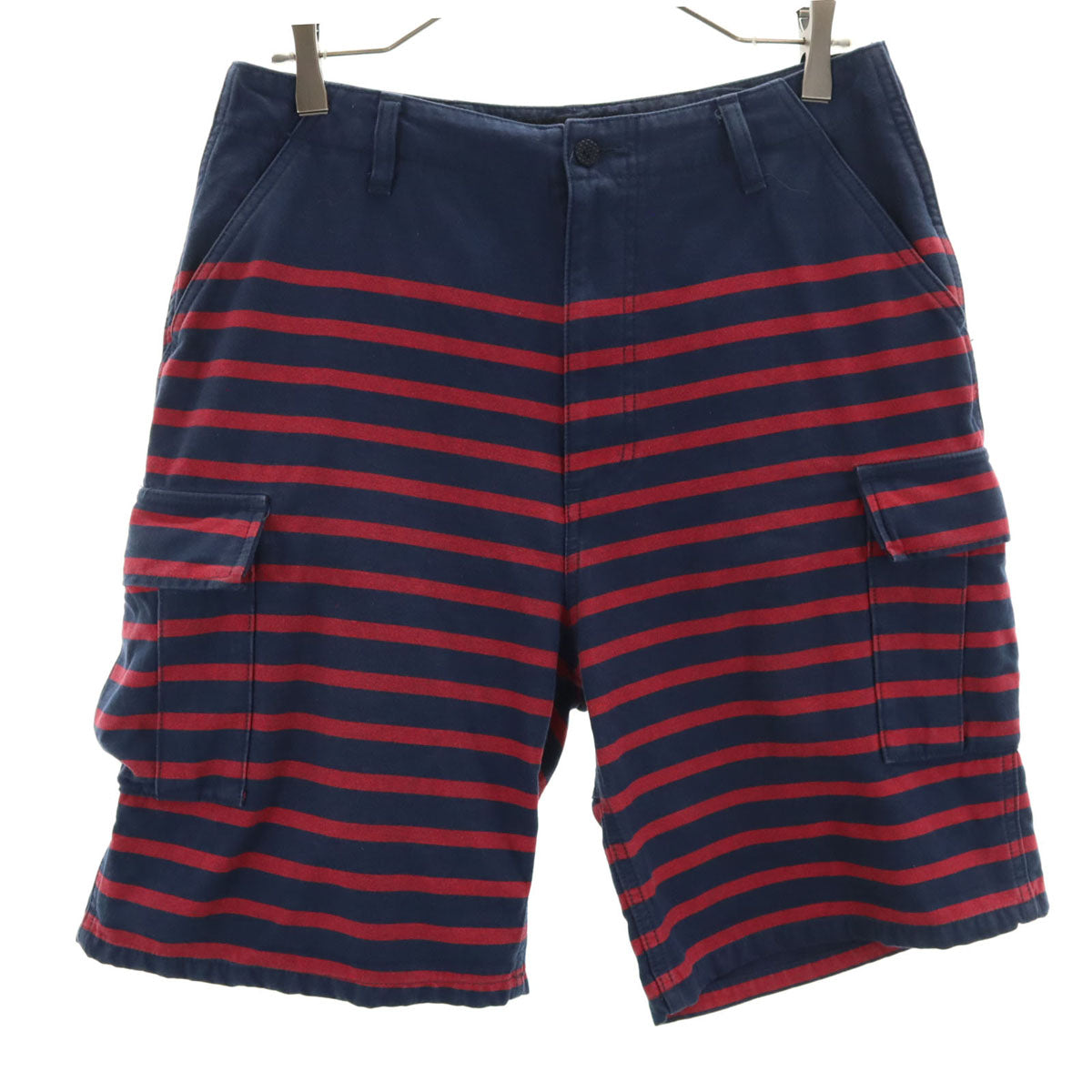 PHENOMENON フェノメノン 2012年 日本製 ボーダー柄 カーゴショートパンツ M ネイビー メンズ