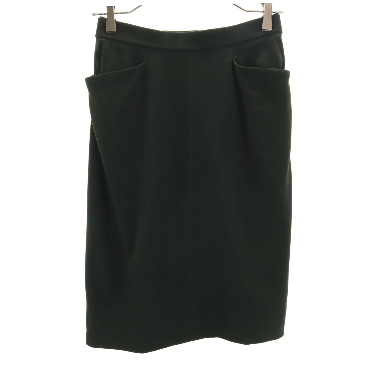 HERMES エルメス フランス製 ミディ丈 タイトスカート 36 深緑 レディース